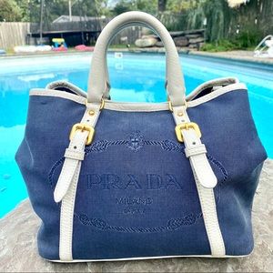 Prada denim satchel handbag purse/Adorable!